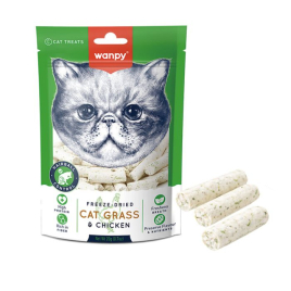 Wanpy Cat Grass &amp; Chicken Сублимированное лакомство с курицей и кошачьей травой для кошек, 20 г
