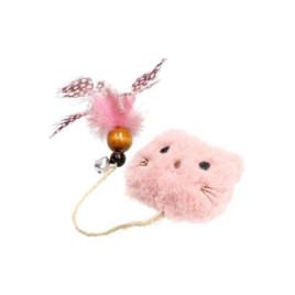HIPPIE PET Игрушка для котов Плюшевый мишка с перышком розовый 11 см
