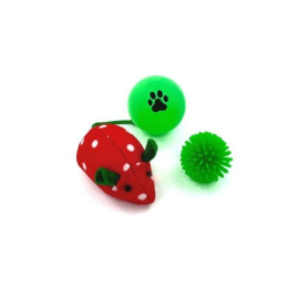 HIPPIE PET Набор игрушек для котов Мышка и два мячика, красный и зеленый 3 шт