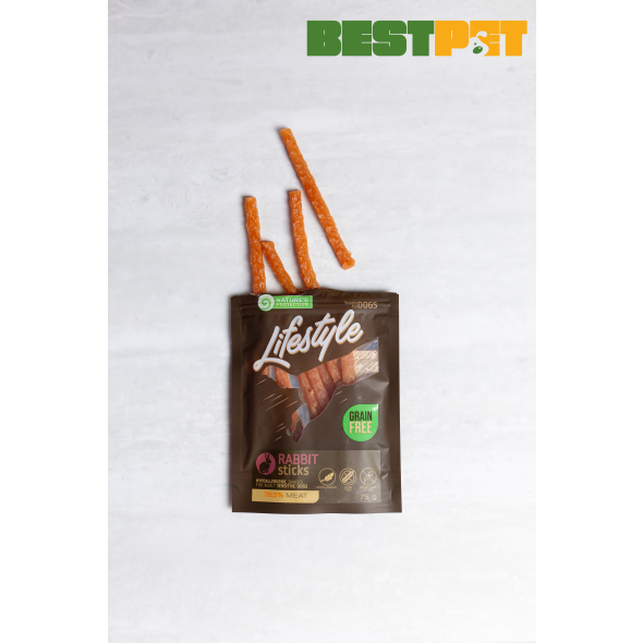 Ласощі для собак, стіки з кролика, Nature&#039;s Protection Lifestyle snacks for dogs, rabbit sticks, 75г - 3