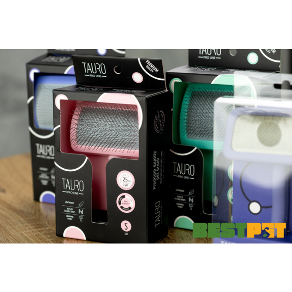 Tauro Pro Line Royal Щетка пластиковая тонкие и мягкие зубчики из нержавеющей стали 25 мм, розовая, малая 15,5 x 10,2 x 6,2 см - 4