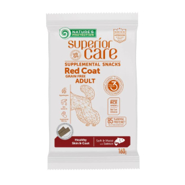 Nature's Protection Superior Care Red Coat Healthy Skin &amp; Coat Беззернові ласощі для дорослих собак з рудим забарвленням з лососем, 160 г