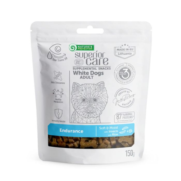 Лакомства с протеином насекомых и рисом для взрослых собак всех пород Nature&#039;s Protection Superior Care White Dogs Endurance, 150г