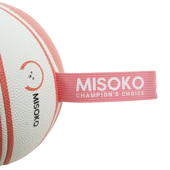 MISOKO&amp;CO Іграшка для собак, м&#039;яч надувний, у формі баскетбольного м&#039;яча, білий з рожевим, 15 см - 4