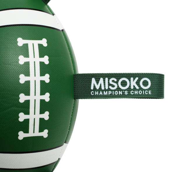 MISOKO Игрушка для собак, мяч надувной, в форме мяча для регби, зеленый, 41 см - 1
