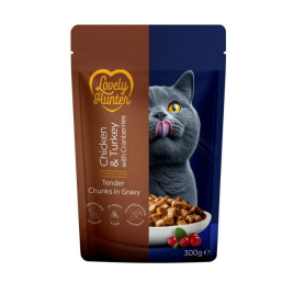 Lovely Hunter Sterilised Adult Cats with Chicken, Turkey and Cranberries Влажный корм для стерилизованных кошек с курицей, индейкой и клюквой, 300 г
