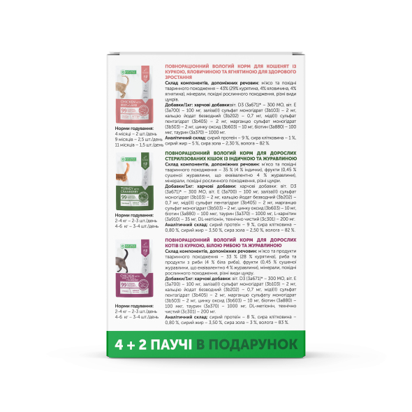 Nature's Protection Набір вологого корму для котів 4+2 шт по 100 г - 3