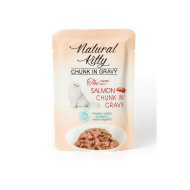 Natural Kitty Chunk in Gravy Chicken with Salmon Влажный корм для кошек курица и лосось в соусе, 85 г