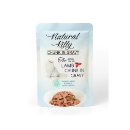 Natural Kitty Chunk in Gravy Chicken, Tuna with Lamb Влажный корм для кошек курица, тунец и легкие ягненка в соусе, 85 г
