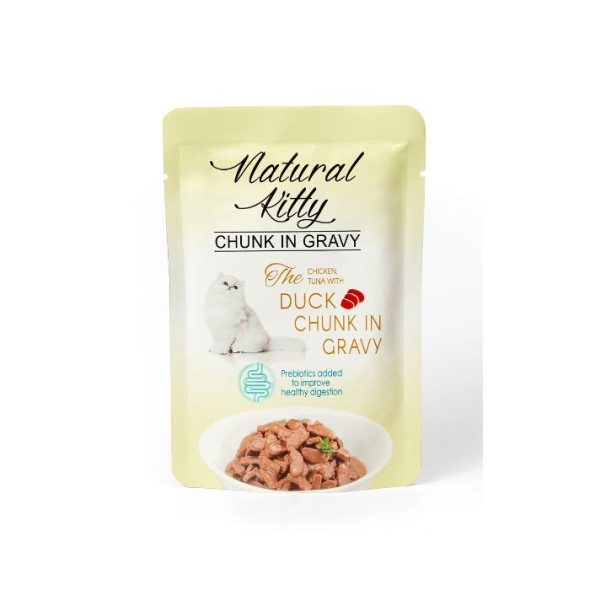 Natural Kitty Chunk in Gravy Chicken, Tuna with Duck Влажный корм для кошек курица, тунец, утка и куриная печень, 85 г