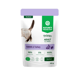 Nature's Protection Prime Sterilised Adult Cats Rabbit and Turkey Влажный корм для стерилизованных кошек с кроликом и индейкой, 85 г