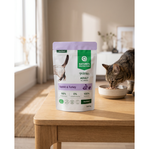 Nature's Protection Prime Sterilised Adult Cats Rabbit and Turkey Влажный корм для стерилизованных кошек с кроликом и индейкой, 300 г - 4