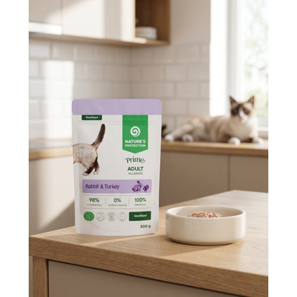 Nature's Protection Prime Sterilised Adult Cats Rabbit and Turkey Влажный корм для стерилизованных кошек с кроликом и индейкой, 300 г - 5
