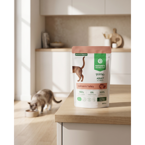 Nature's Protection Prime Sensitive Digestion Adult Cats Salmon and Turkey Влажный корм для кошек с чувствительным пищеварением с лососем и индейкой, 300 г - 4