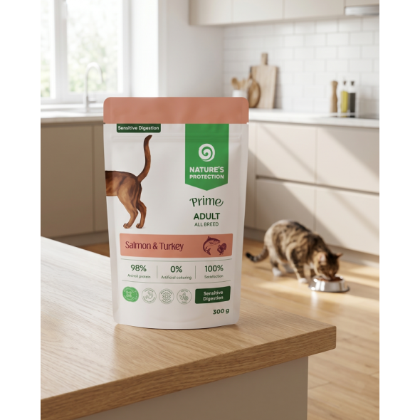 Nature's Protection Prime Sensitive Digestion Adult Cats Salmon and Turkey Влажный корм для кошек с чувствительным пищеварением с лососем и индейкой, 300 г - 5