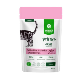 Nature's Protection Prime Urinary Adult Cats White Fish, Anchovies and Cranberries Влажный корм для кошек для поддержки мочевыделительной системы с белой рыбой, анчоусами и клюквой, 85 г