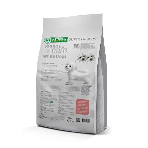 Nature's Protection Superior Care White Dogs Grain Free Salmon Starter All Breeds Сухий беззерновий корм (стартер) для цуценят усіх порід з лососем, 10 кг - 1