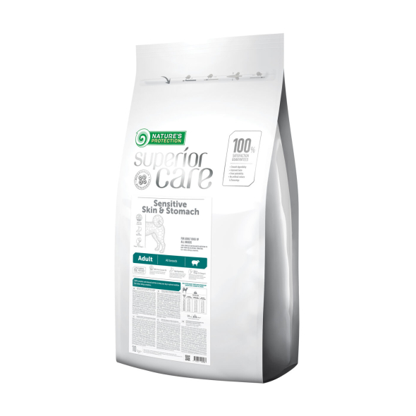 Nature's Protection Superior Care Sensitive Skin&amp;Stomach Adult All Breeds Сухий корм для дорослих собак усіх порід із чутливим травленням з ягням, 10 кг (ПОШКОДЖЕНА УПАКОВКА)