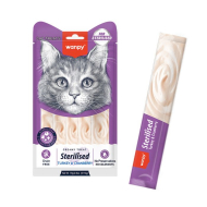 Wanpy Creamy Treat Sterilized Turkey &amp; Cranberry Кремові ласощі з індичкою і журавлиною для стерилізованих котів, 5 шт. х 14 г