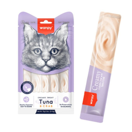 Wanpy Creamy Treat Tuna &amp; Crab Кремовое лакомство с тунцем и крабом для кошек, 5 шт. х 14 г
