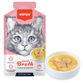 Wanpy Meat Broths Tuna &amp; Shrimp Суп с тунцом и креветками для котов, 50 г