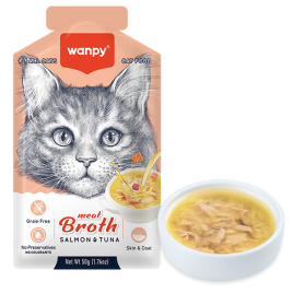 Wanpy Meat Broths Salmon &amp; Tuna Суп с лососем и тунцом для котов, 50 г