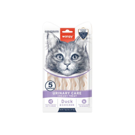 Wanpy Functional Creamy Treat Urinary Care Кремовое лакомство для кошек с курятиной и уткой для поддержки мочевыделительной системы, 5 шт. х 14 г