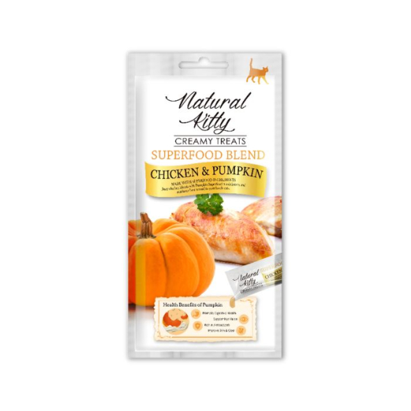 Natural Kitty Creamy Treats Кремові ласощі з куркою і гарбузом для котів 4 шт. по 12 г