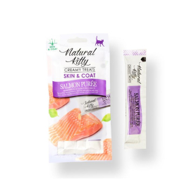 Natural Kitty Functional Creamy Treat Skin &amp; Coat Кремовое лакомство с лососем для кошек 4 шт. по 12 г