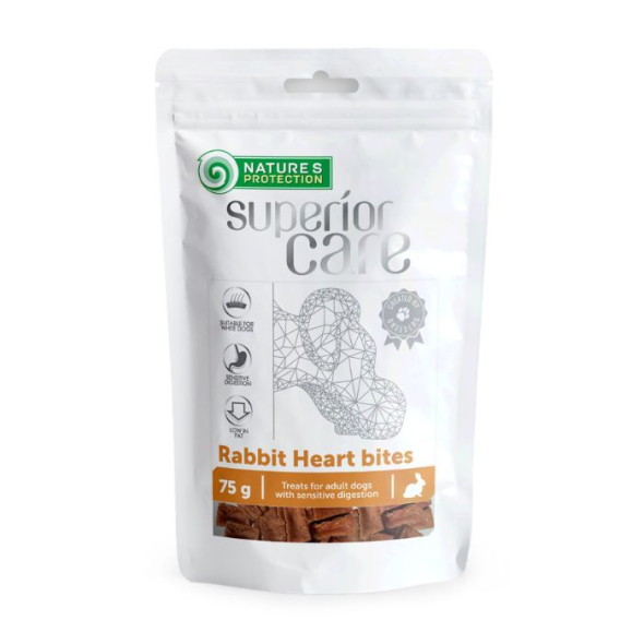 Nature's Protection Superior Care Rabbit Heart Bites Лакомства для собак сердце кролика кусочками с курицей, 75 г