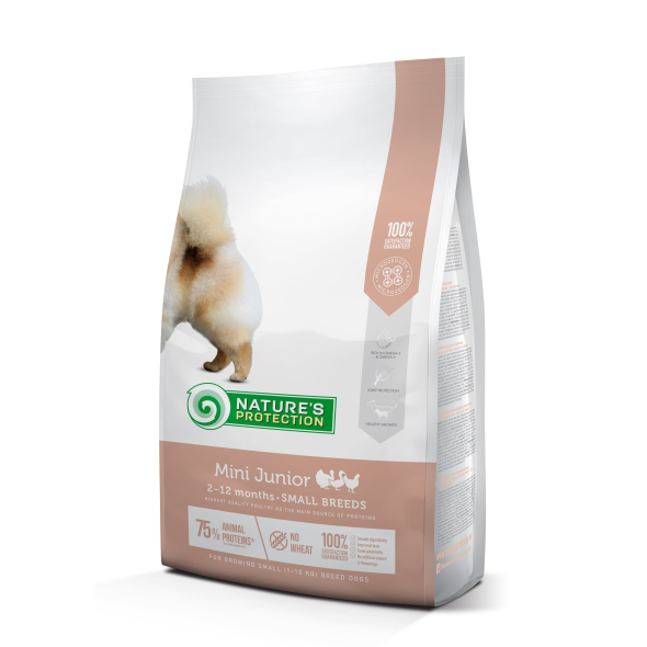 Nature's Protection Mini Junior Small Breeds Сухой корм для щенков малых пород с мясом птицы, 2 кг (ПОВРЕЖДЕННАЯ УПАКОВКА)