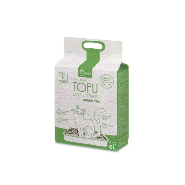 VELVET PAW TOFU Наполнитель для кошачьих туалетов с экстрактом зеленого чая, 6 л/2,6 кг