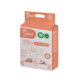 VELVET PAW TOFU Наполнитель для длинношерстных котов, с персиковой эссенцией, гранулы 1.5 мм, 6 л/2.6 кг