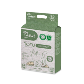 VELVET PAW TOFU Наполнитель для кошек с повышенной чувствительностью, с экстрактом алоэ вера, гранулы 1.5 мм, 6 л/2,6 кг