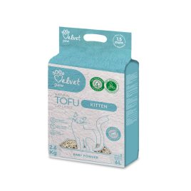 VELVET PAW TOFU наполнитель для котят с эссенцией детской присыпки, гранулы 1.5 мм, 6 л/2,6 кг