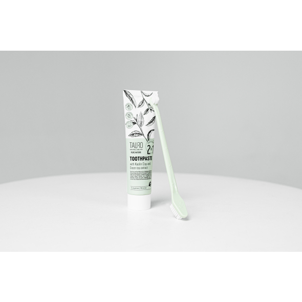 Антибактеріальна зубна паста Tauro Pro Line Pure Nature 2 в 1 з каоліном, цеолітом та екстрактом зеленого чаю для собак та котів, 100 мл - 2