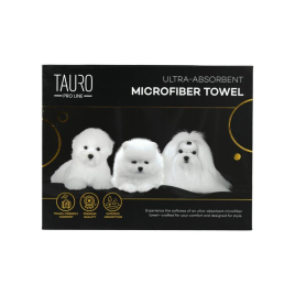 Tauro Pro Line Рушник з мікрофібри високопоглинальний з померанським шпіцем, мальтійською болонкою та бішоном фрізе, 80 x 160 см