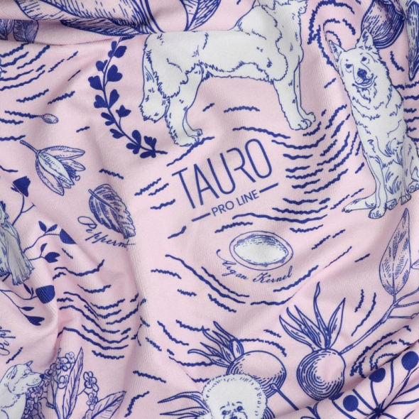 Tauro Pro Line Полотенце из микрофибры круглое розовое с голубыми деталями и бахрамой, 150 х 150 см - 1
