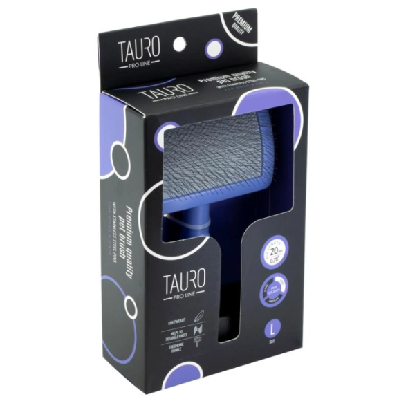 Tauro Pro Line Royal Щетка пластиковая тонкие и мягкие зубчики из нержавеющей стали 20 мм, фиолетовая, большая 17,5 x 10,6 x 6,2 см - 2