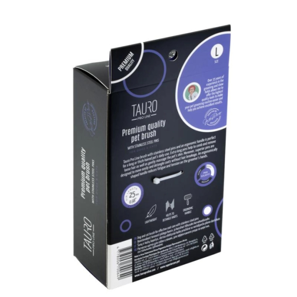 Tauro Pro Line Royal Щетка пластиковая тонкие и мягкие зубчики из нержавеющей стали 25 мм, фиолетовая, большая 17,5 x 10,6 x 6,2 см - 6