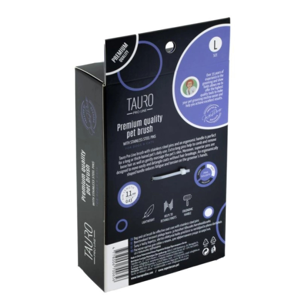 Tauro Pro Line Щітка, пластикова, тонкі та м&#039;які зубчики з нержавіючої сталі 11 мм, фіолетова, великий розмір 17,5 x 10,6 x 6,2 см - 3