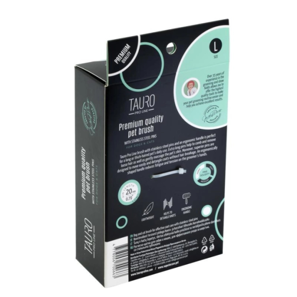 Tauro Pro Line Щітка, пластикова, тонкі та жорсткі зубчики з нержавіючої сталі 20 мм, м&#039;ятна, великий розмір 17,5 x 10,6 x 6,2 см - 3