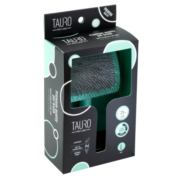 Tauro Pro Line Royal Щетка пластиковая тонкие и жесткие зубчики из нержавеющей стали 25 мм, мятная, большая 17,5 x 10,6 x 6,2 см - 2