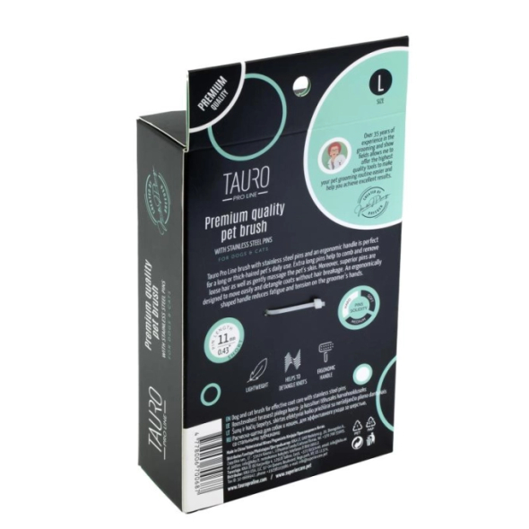 Tauro Pro Line Royal Щетка пластиковая тонкие и жесткие зубчики из нержавеющей стали 11 мм, мятная, большая 17,5 x 10,6 x 6,2 см - 3