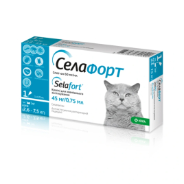 Селафорт Спот-он Краплі для котів вагою від 2,6 до 7,5 кг, 45мг/0,75мл, 1 піпетка